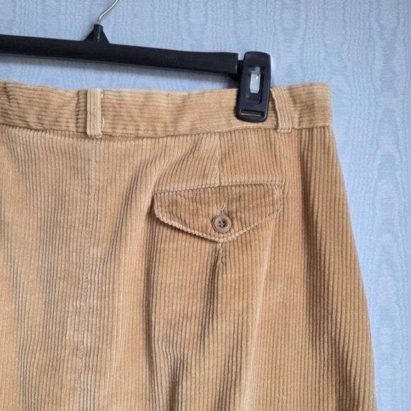 Vtg 70s 80s Large Corduroy Pencil Midi Skirt Camel Retro Fall Academia Preppy - Picture 2 of 7